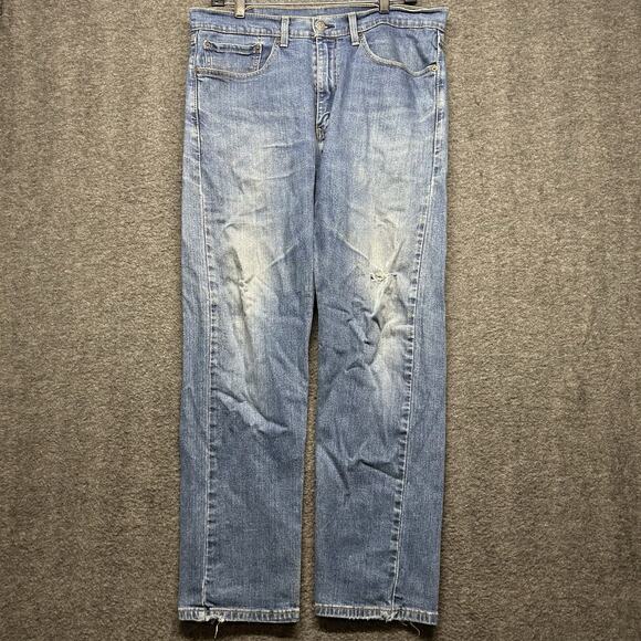 Levis Mens 505 Regular Fit Straight Leg Jeans Size‎ 34x30 Blue Denim Mid Rise - Picture 1 of 6